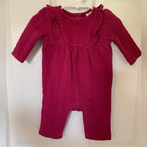 Janie and Jack Pink One Piece Romper, Long Sleeve, size 0-3m